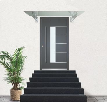 Preview: Glas Concept 24 - 200x90cm Glasvordach - 13mm - Verbundssicherheitsglas - Klarglas - inkl. Halter  